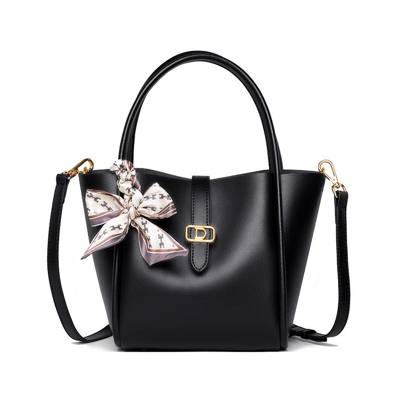 

Кожаная модная сумка-корзина для овощей, простая переносная сумка-ведро, женская сумка-мессенджер высокого класса чёрный