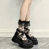 Women Lolita Organza Ruffle Ankle Socks, Summer Sheer Glass Silk Crisscross Strap Mesh Socks, Japanese Sweet Cosplay Short Socks