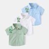 Boys' FROG Short-Sleeved Shirt Summer Children's Short Sleeve Shirt K-style Casual Children Lapel Half Sleeve Tops