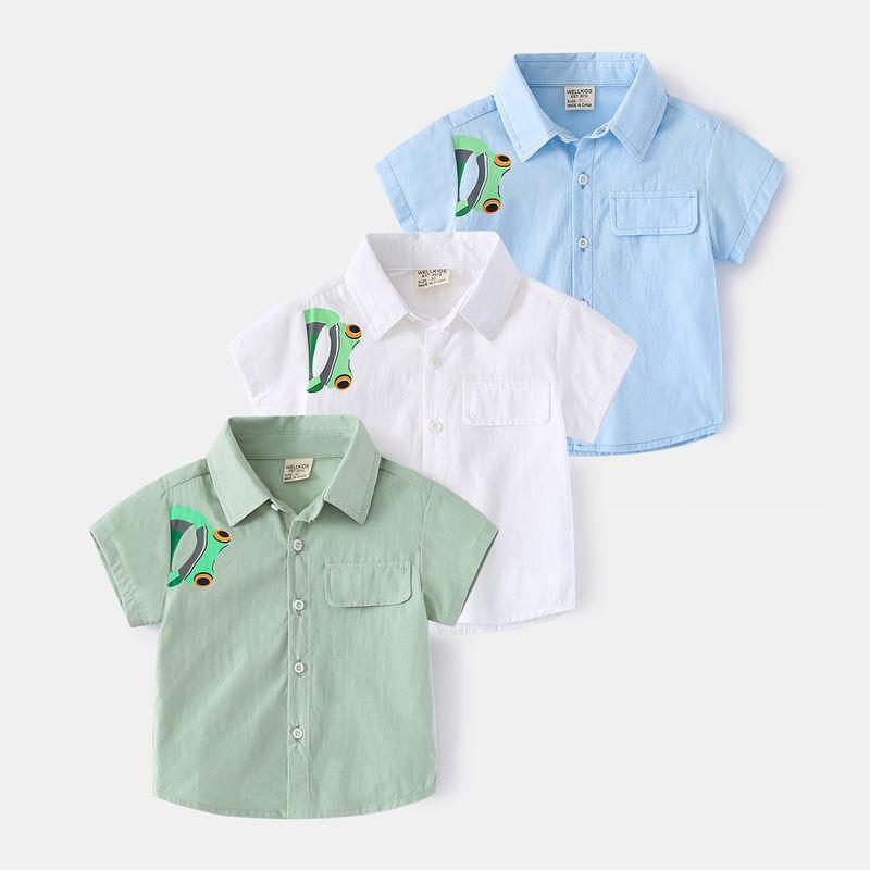 Boys' FROG Short-Sleeved Shirt Summer Children's Short Sleeve Shirt K-style Casual Children Lapel Half Sleeve Tops