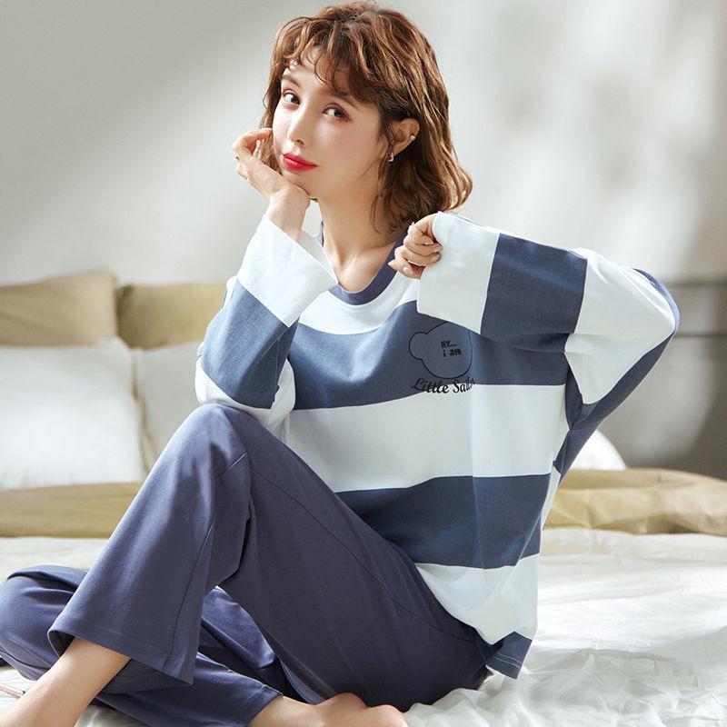 WeChat Herbst/Winter Damen Niedlicher Stil Rundhals Pyjama-Set - Langarm und Hose
