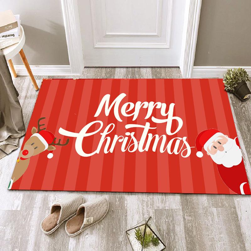 Christmas Floor Mat Festive Atmosphere Feeling Absorbent Non-slip Foot Mat Household Door Floor Mat