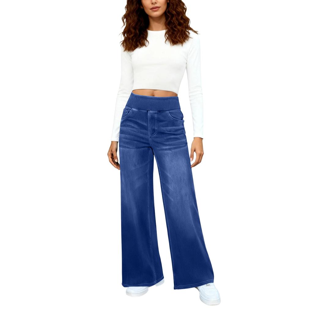 Jeans Femme Taille Haute Amincissants Jambe Large