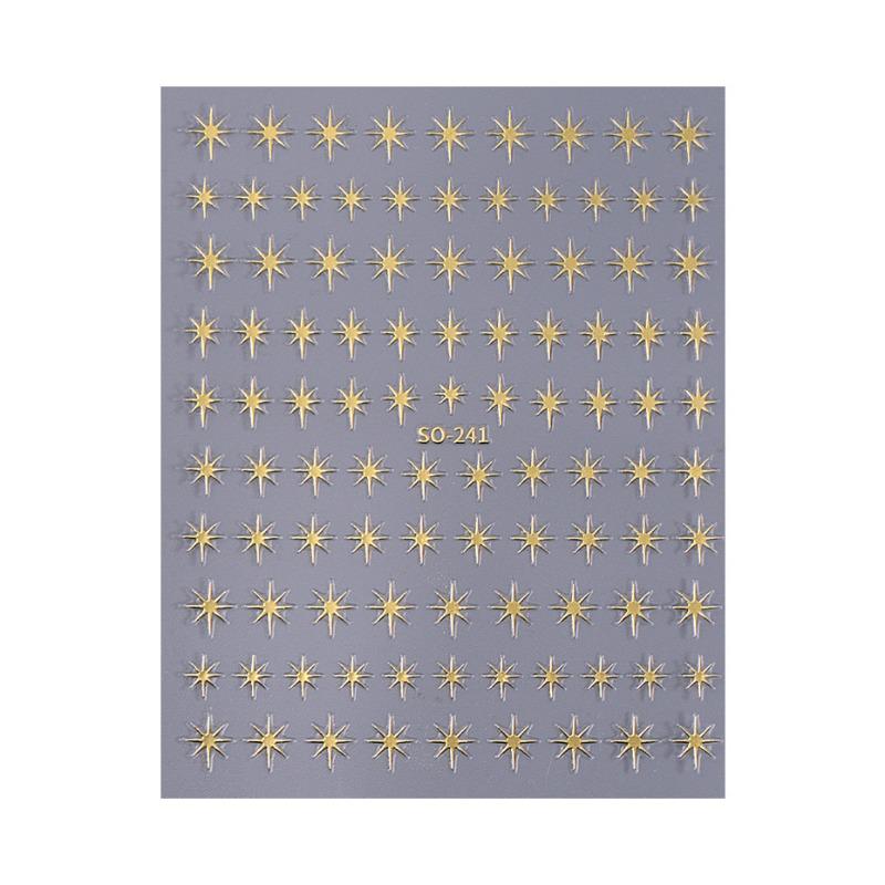Hot Selling Star Nail Stickers Ins Style Silver Foil 8 Point Star Black White Self Adhesive Decals for Manicure