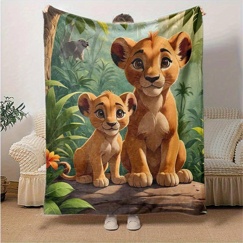 1pc, Soft and Cozy Lion Cubs Blanket - Perfect for All Seasons, Home Decor, Soft Flannel Throw Blanket - Versatile & Cozy for Bedroom, Livin