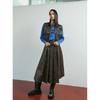 Color Block Pleated Long Skirt Er3ws861