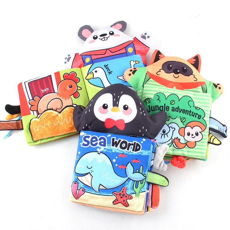 Factory Supply New Baby Tail Cloth Book Bb Call 3d Animal Puppet Cloth Book Tear-resistant Baby Book