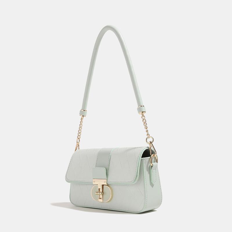 Peach Oolong Mint Green French-style Underarm Bag 2024 New Women's Quilted Small-style Square Bag Single Shoulder Crossbody Bag