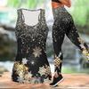 Retro Printed Yoga Outfit for Women Fashion Workout Leggings Fitness Sports Casual Yoga Set Sports Suit