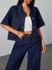 2026 Summer Short-Sleeved Denim Jacket with Large Pockets