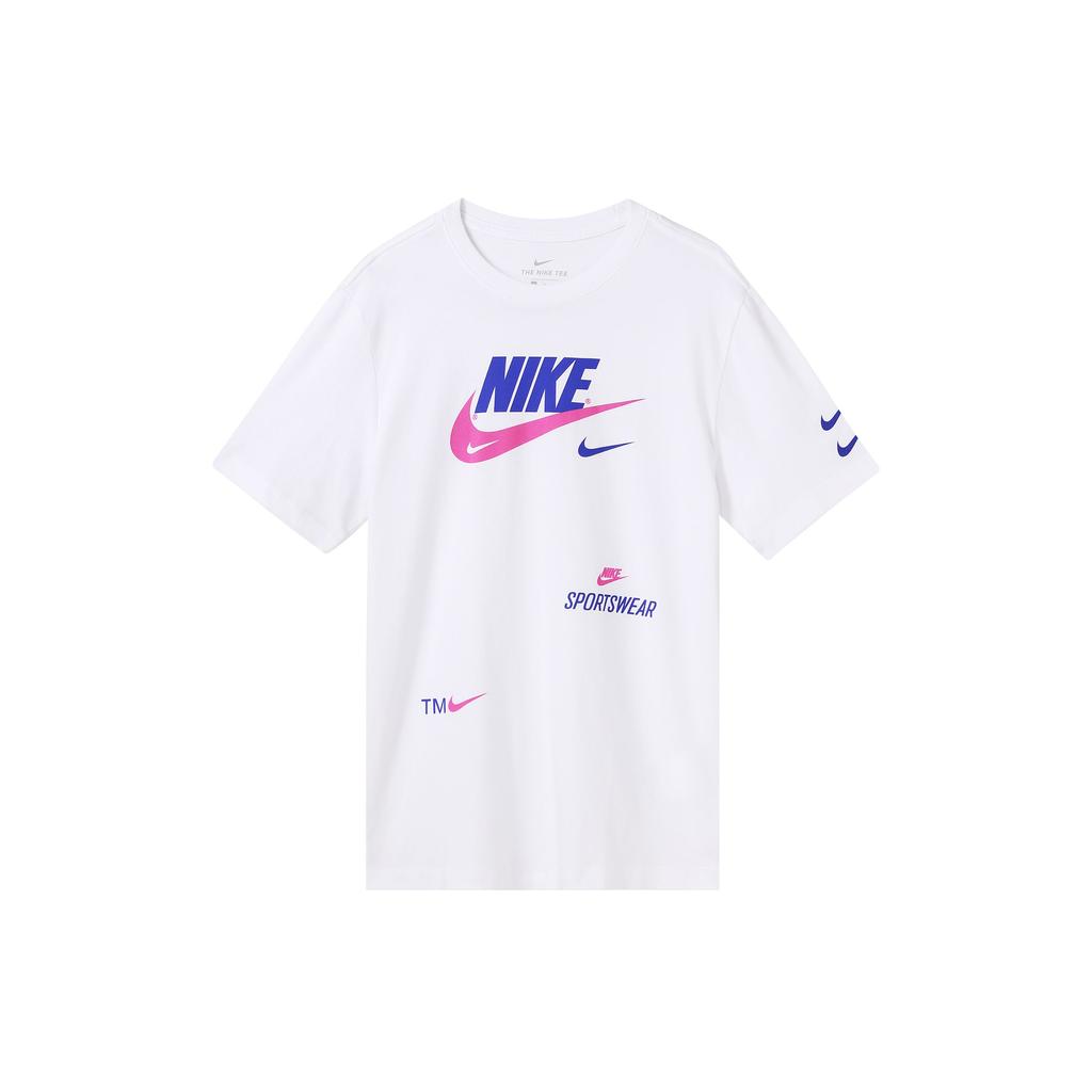 Nike Double Swoosh Logo Sports Short Sleeve T-Shirt Men Tops White CU0079-100