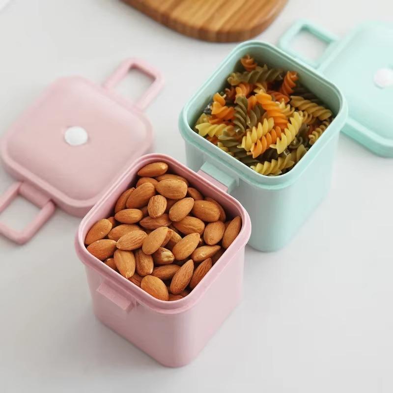 1 Pcs Homeware Creative Wheat Straw Soup Cup Microwaveable Square Buckle Sealed Soup Can Holiday Gift Food Sealed Can