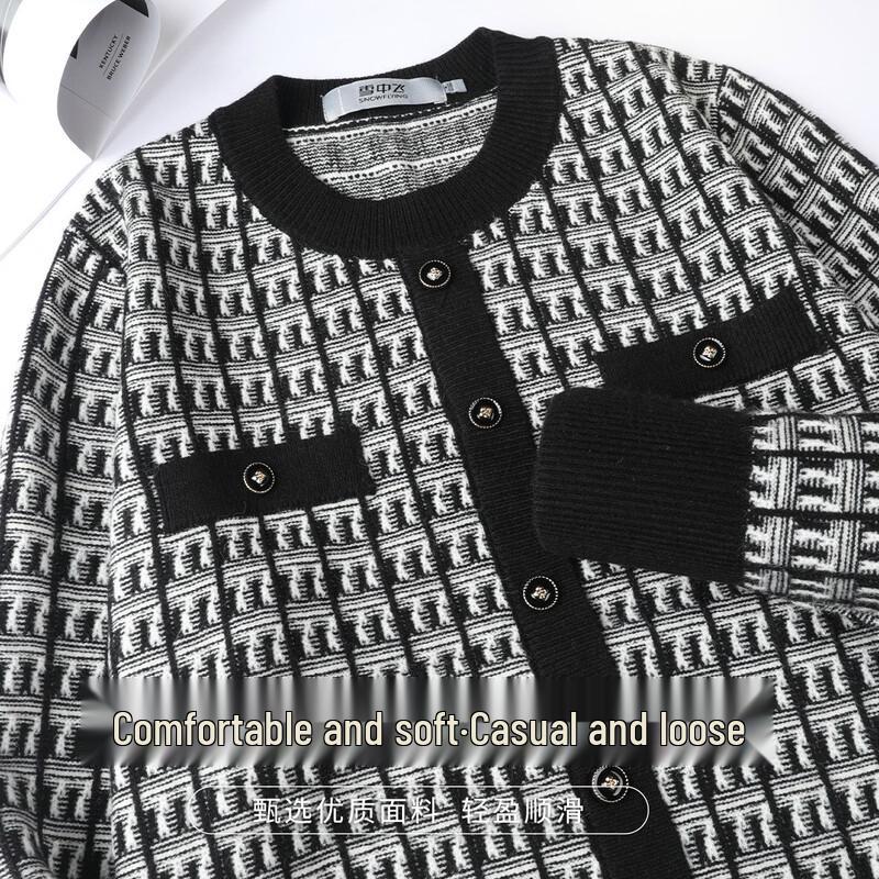 Snowflying Women s Tweed Round Neck Cardigan One Size