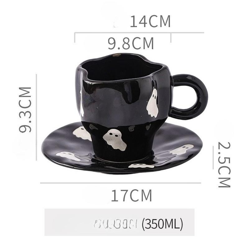 Creative Halloween Ceramic Mug Disc Set Household Kitchen Coffee Cup Plates Pumpkin Bat Milk Oat Breakfast Cup Set Festival Gift