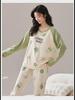 Women's Cartoon Long-Sleeve Pajamas with Chest Pads - Lightweight Home Loungewear for Autumn and Spring