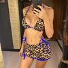 Dwustronny dwuczęściowy strój kąpielowy bikini w panterkę dla kobiet, strój kąpielowy dla kobiet, trzyczęściowy zestaw bikini, strój kąpielowy