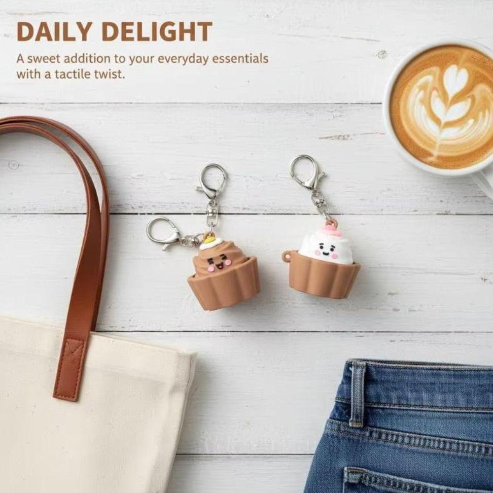Cake Design Cake Button Keychain Click Sound Button Shape Mini Cake Squeeze Clicker Keychain Squeeze Function