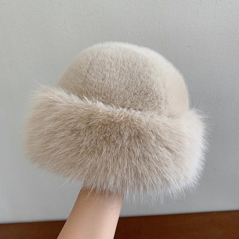 

Hat women s winter plush bucket hat warm cotton hat windproof ear protection Lei Feng hat women s plush basin hat