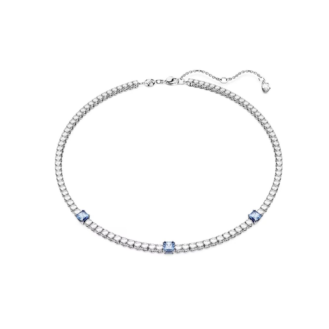 

Swarovski Matrix Tennis Adjustable Decorative Square Zirconia Plated White Gold Necklace Women necklace Silver 5666167 Box (Random Color)