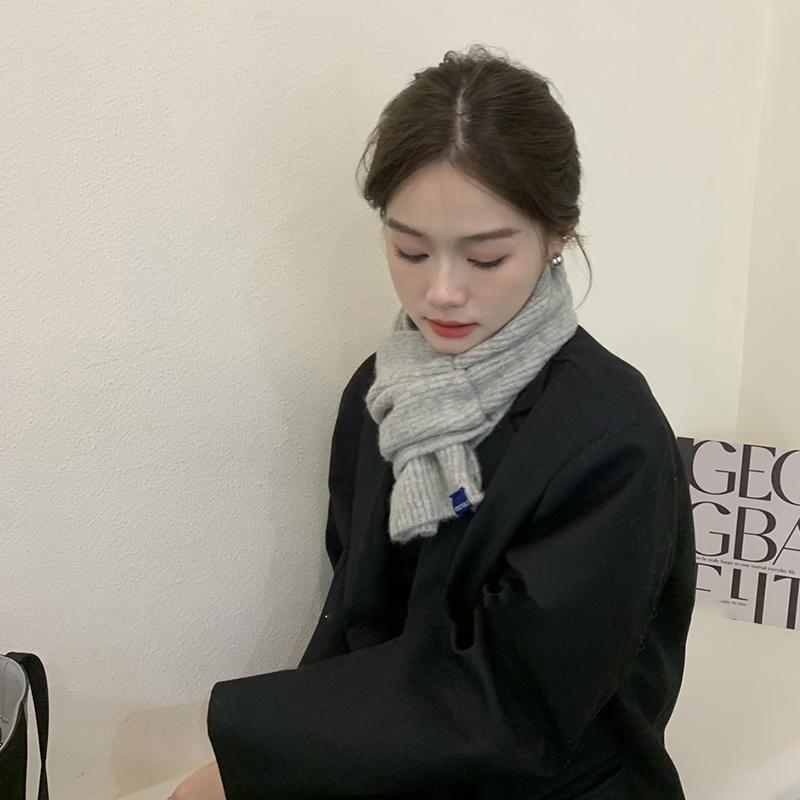 Neutral Short Solid Color Knitted Scarf Lazy Letter Autumn And Winter Warm Neck Protection Men And Women Mountaineering Scarf