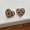 INS Stylish Statement Earrings For Women Multi Color Gridiron Plaid Enamel Metal Heart Shape Stud Casual Daily Fashion Jewelry