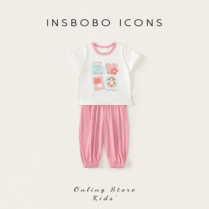 Insbobo Boys  Short-Sleeved 2026 New Style Baby Boy Summer Outfit Two-Piece Set Summer Kidsren s Clothing Baby Kidsren s Clothing Trendy Pink 80