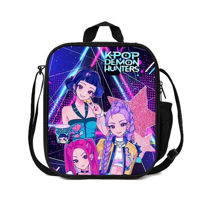 Gedruckte Hexenjäger K-Pop Essensbeutel, Studentin Huntrix Kpop Picknicktasche Kühltasche, Thermoisolierbeutel