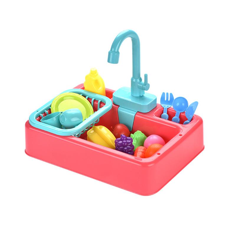 Children's Pretend Play Electric Sink with Circulating Water and Vegetable Washing Features