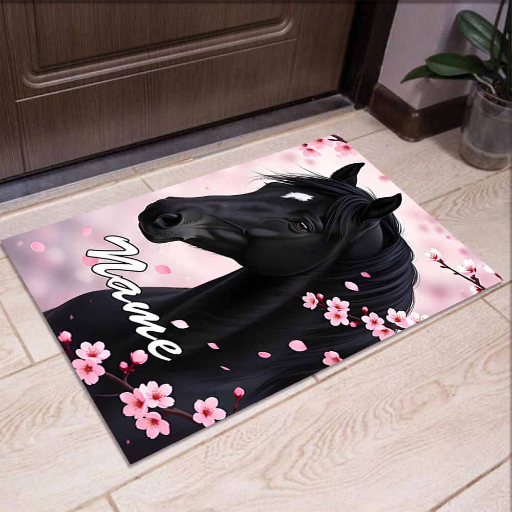 Custom Name Horse Printed Carpet,Rug for Office Chair Living Room Bedroom Kitchen Room Decor Gifts.