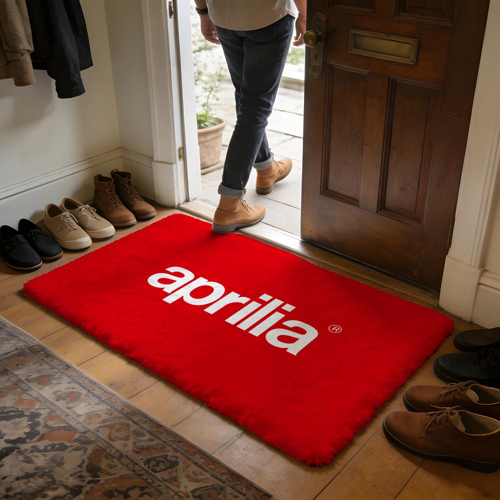 AAprilia Motorrad Logo Fußmatte Weiche Flanell-Matte Saugfähig Rutschfeste Teppichmatte Haus Schlafzimmer Badezimmer