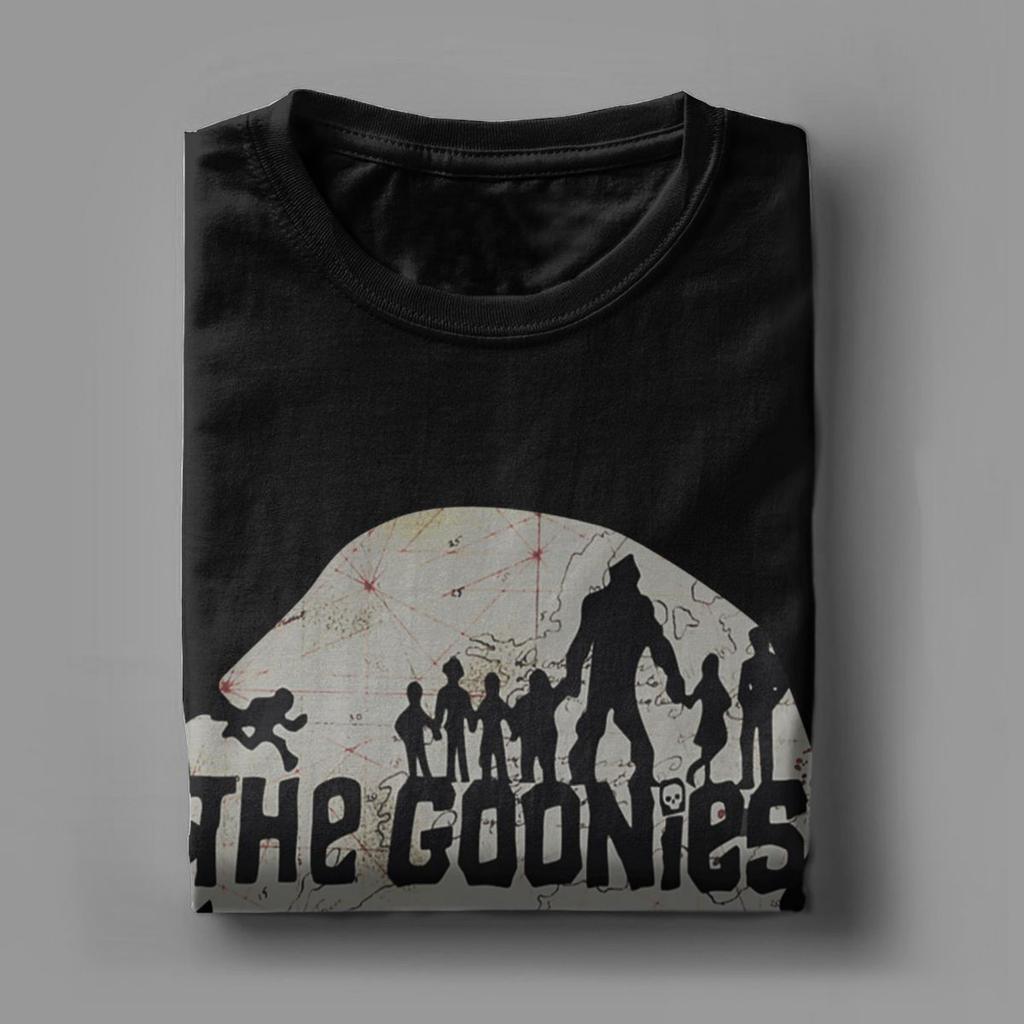 Men The Goonies Skeleton Map Poster T Shirts Pure Cotton Clothes Funny Short Sleeve O Neck Tee Shirt Plus Size T-Shirts
