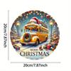 Vintage Snowy Christmas Bus Metal Wall Art Decor Plaque Sign