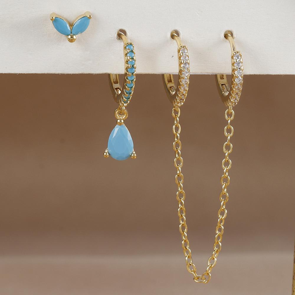 

3 шт. набор из нержавеющей стали с двумя отверстиями, серьги-кольца для женщин, простые серьги-гвоздики с маленькими листьями, женские модные ювелирные изделия, аксессуары