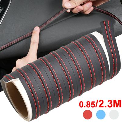 Auto Innenleiste Trim Selbstklebende Armaturenbrett Leder Dekorative Linie Rot Blau DIY Geflecht Streifen Auto Dekoration