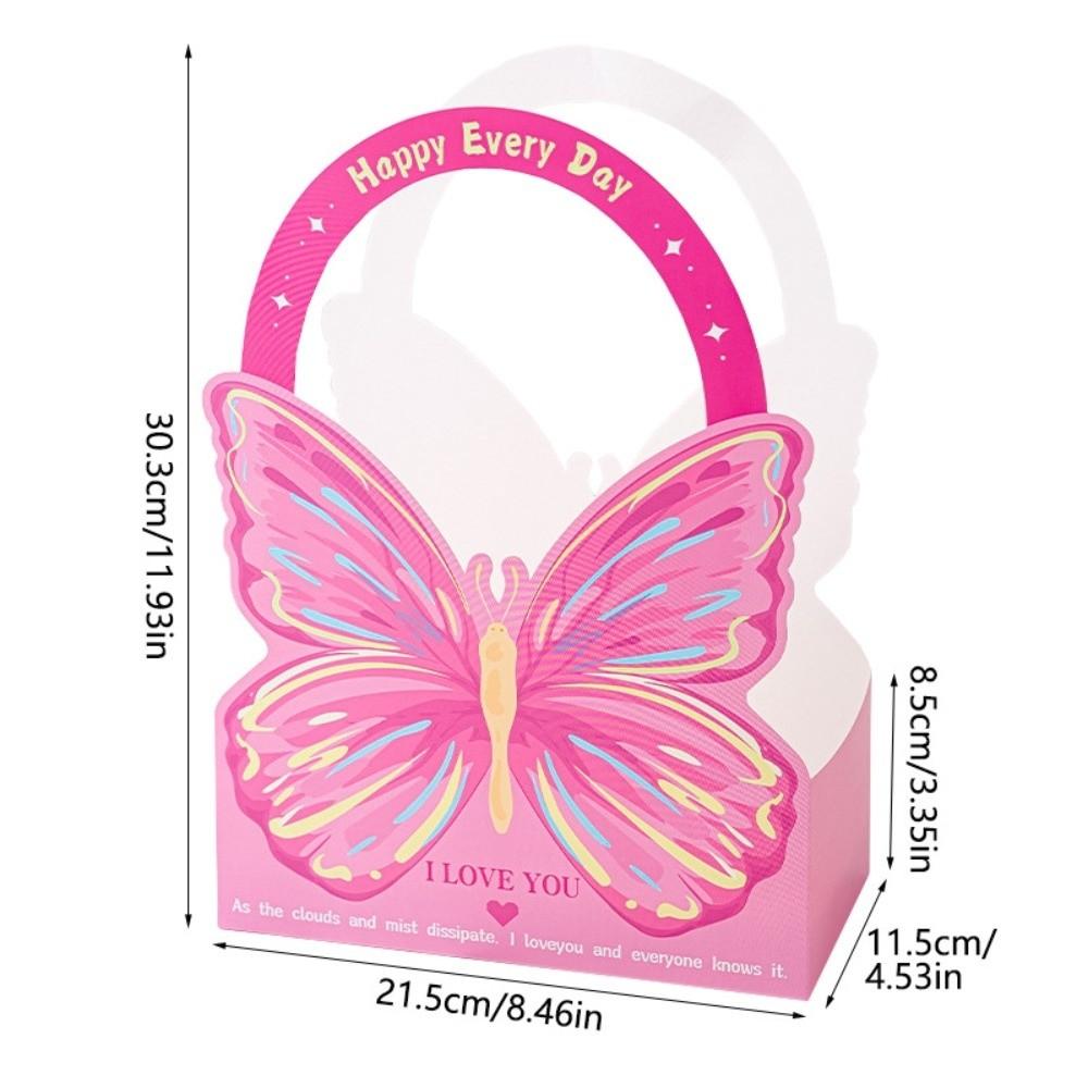 

Floral Arrangements Gift Box Paper Handled Paper Box Decorative Flower Bouquet Bag Parties рожевий