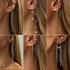 Temperament Imitation Pearl Long Fringed Ear Bone Clip, Wind Metal Chain C-Shaped Ear Buckle Without Ear Holes