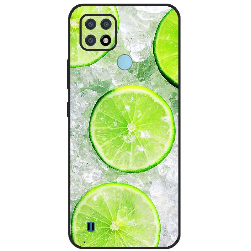 Para OPPO Realme C21Y Capa Série COOL Preto Capa de Silicone Macia para Cases de Telefone Realme C21 C25 C25s Protetora Realmi C 21 Y Capa