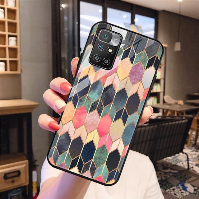 Redmi 9 Fall für Xiaomi Redmi 10 Fall Gehärtetes Glas Abdeckung Redmi 9a 9c Nfc 8a 8 7a 6a Hinweis 8 9 10 Pro Zurück Feder Gemalt Coque