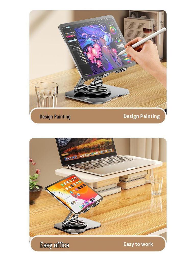Full Metal 360° Rotating Folding Tablet & Phone Stand for Live Streaming and Gaming