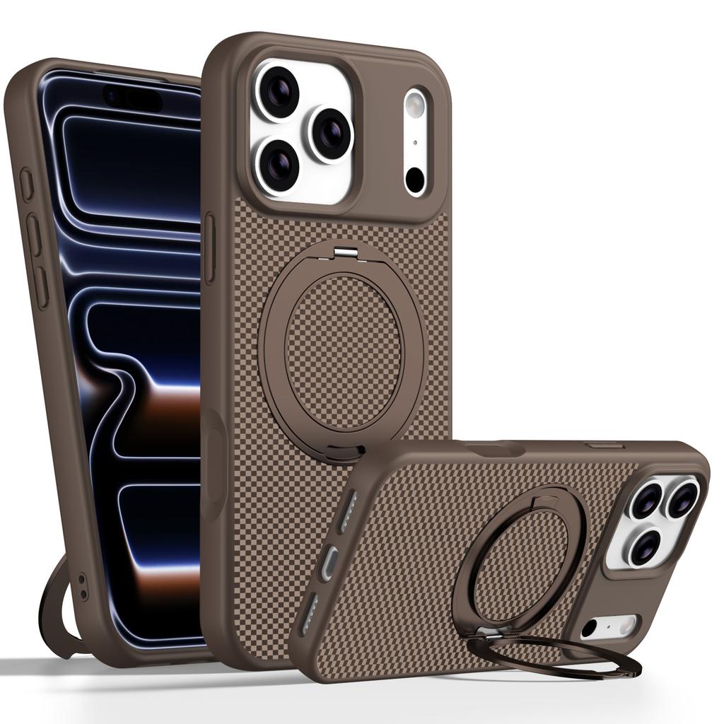 Applicable To iPhone18ProMax Polar Carbon Magnetic Bracket Mobile Phone Case Apple 17Pro Magnetic 16 Protective Case