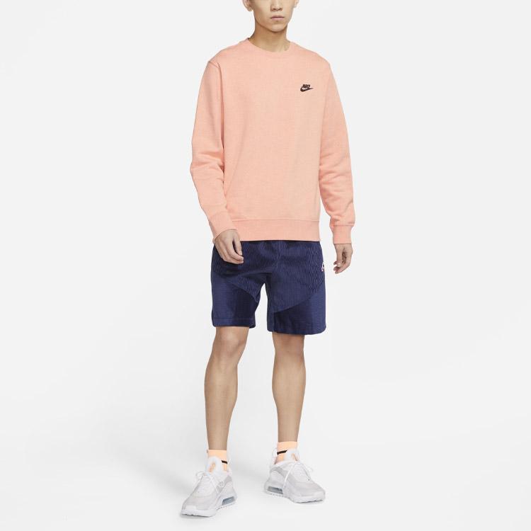 Nike Sportbekleidung Alphabet Logo Rundhals Langarm Sweatshirt Herren Oberteile Aprikosenrosa DA0684-800