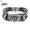 Bransoletka Damska Męska Sztuczna Skóra Bohemian Wielowarstwowa Koraliki Vintage Geometryczna Dekoracyjna Prezent Unisex Turecki Amulet Oko Przeciw Złu Biżuteria do Codziennego Życia Manżeta