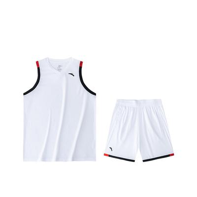 Color Block V-Neck Pullover Vest And Straight Leg Shorts Casual Sports Set Men Sets Pure-White Basic-Black 952421203-1