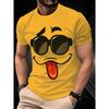Herren Spaß 3D Gesichtsdruck Lässiges Rundhals Kurzarm T-Shirt, Lässiges Mode Sommer Kurzarm Oberteil. 100% Polyester, Leichter Stoff