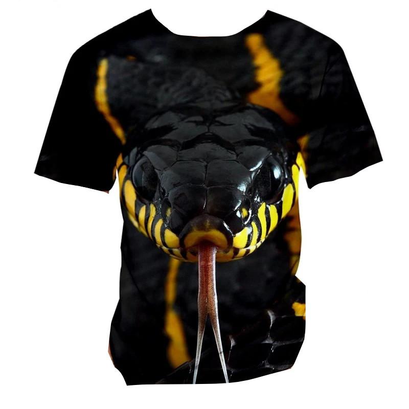 T-shirt Estiva con Stampa 3D di Serpente per Bambini, Maglietta Grafica di Animale Horror, Girocollo a Maniche Corte, Top per Uscite Quotidiane, Gioco Casual, Abbigliamento per Bambini