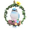 Bird On Wreath Figurine Resin Bird Hanging Decoration Garden Tree Hanging Bird Statue for Patio Porch Terrace Windows
