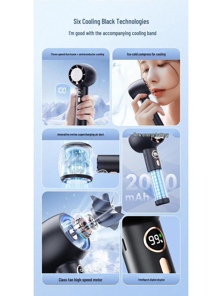 Portable USB Cold Compress Handheld Fan for Outdoor Travel and Sports