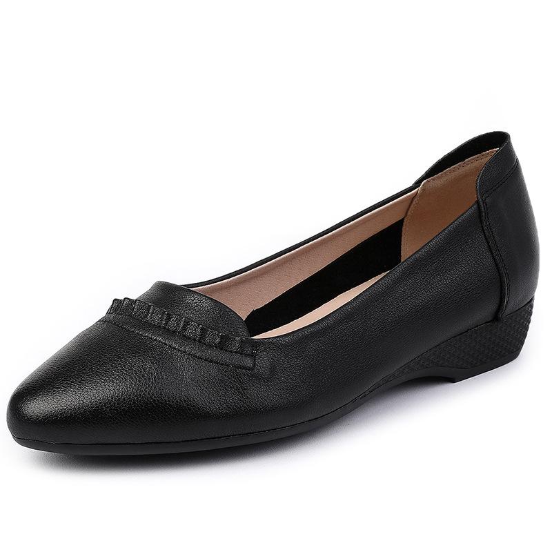 Women Shoes Casual Genuine Leather Spring 2025 New Soft-soled Lightweight Mother Shoes Large Size 35-43 Flat Shoes For Ladies