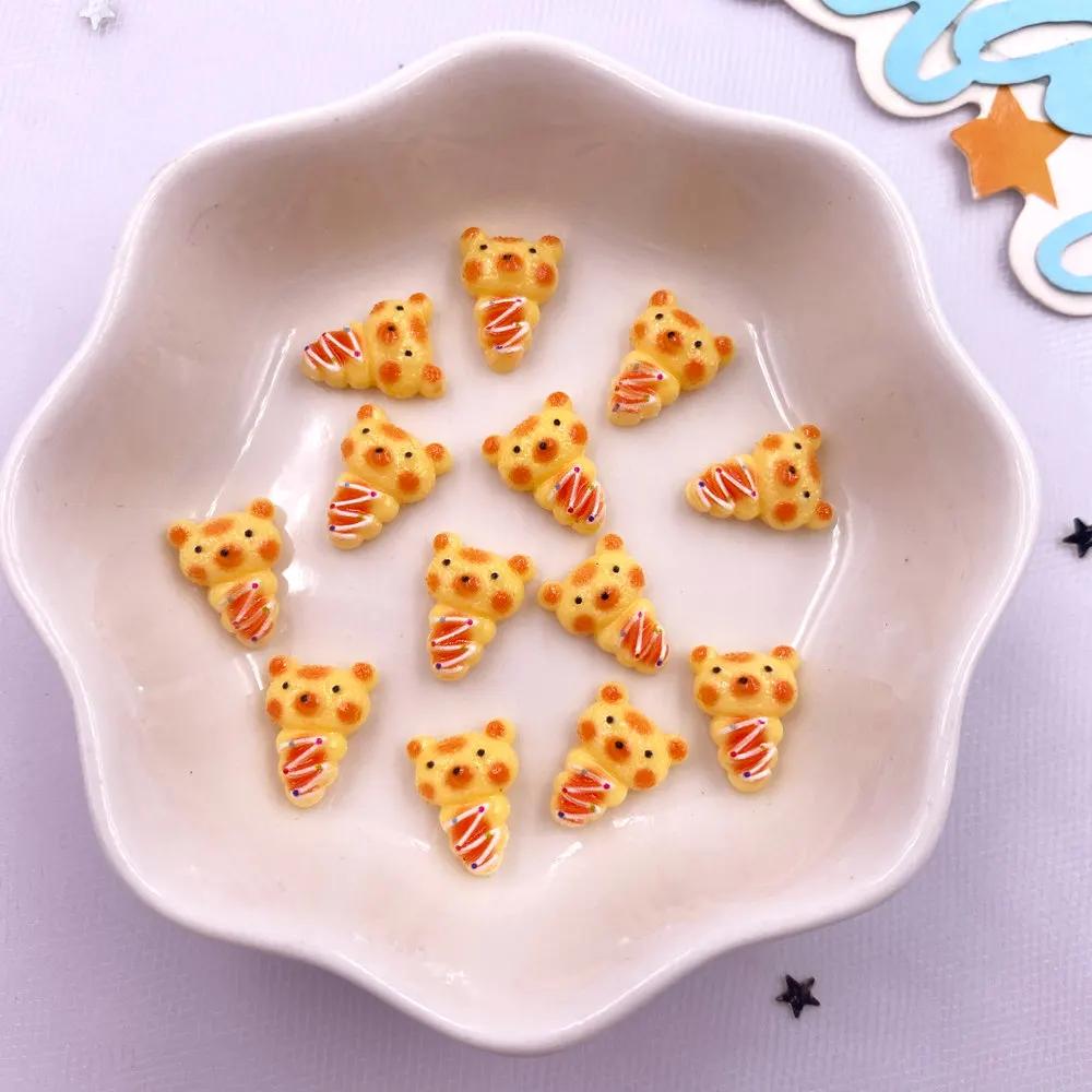50pcs Resin Colorful Mini 3D Simulated Bread Nail Art Decor Donuts Pizza Biscuit Flat Back Scrapbooks DIY Jewellery Decor Crafts