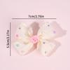 2Pcs Sweet Flower Bow Hair Clip Korean Solid Rose Rhinestone Barrettes Side Hairpins For Girls Children Headdress Accessories